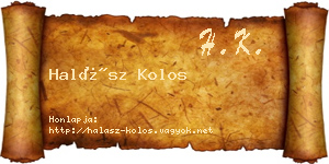 Halász Kolos névjegykártya